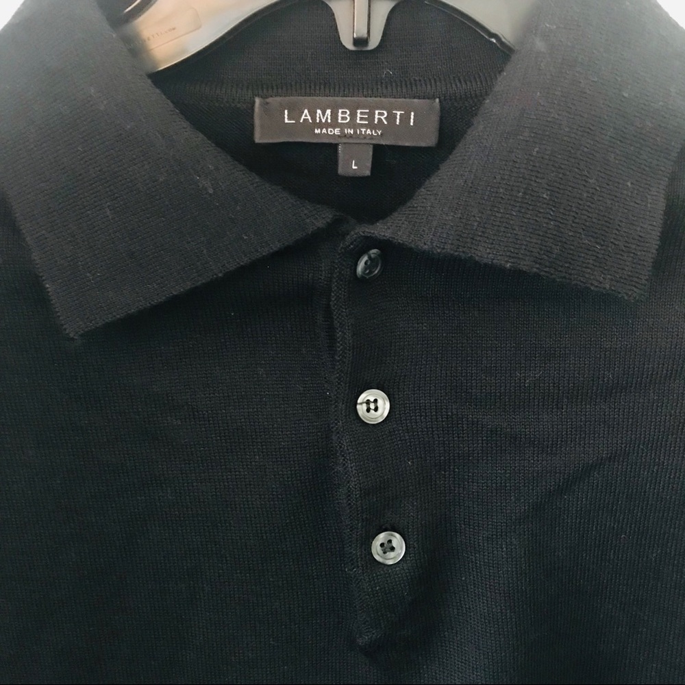Men’s Lamberti Black 100% Wool Top Sweater Sz L - Picture 2 of 7
